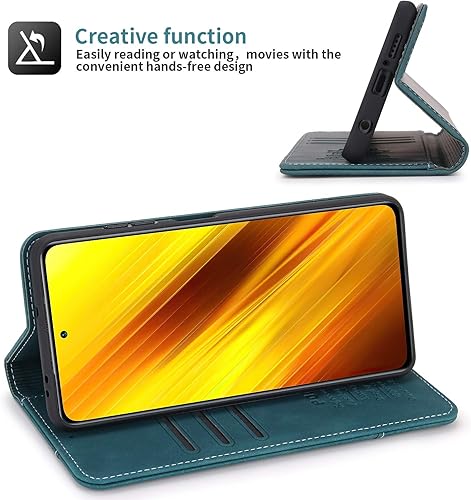 Miniatura 3 de Funda con tapa para Xiaomi Poco X3 Pro, cuero vegano premium, cierre magnético, con soporte para tarjetas y 4 tarjeteros