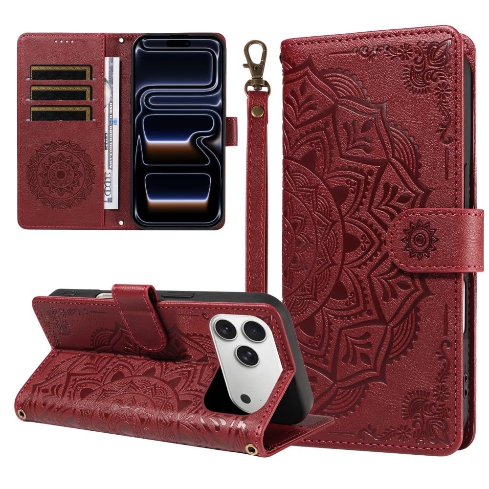 Étui compatible avec iPhone 16 Pro Portefeuille Rouge Antichoc - 7