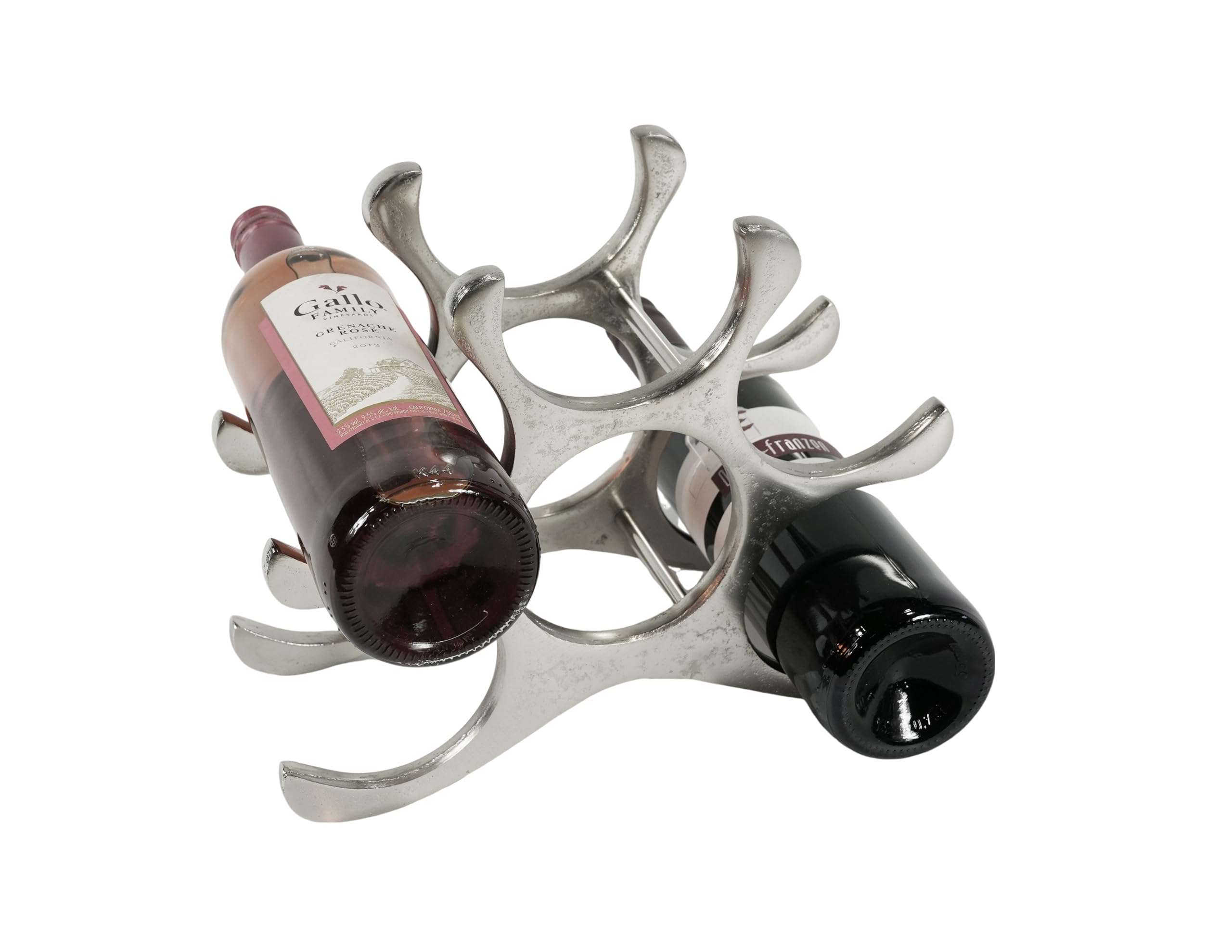 MichaelNoll Weinregal Flaschenregal Aluminium Silber Luxus - Weinständer, Regal für Flaschen Modern aus Metall - Flaschenhalter/Flaschenständer für Sekt und Wein - 27 cm
