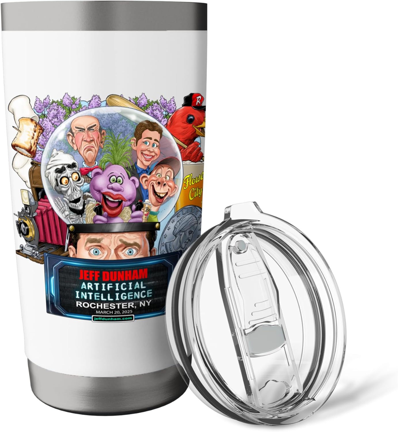 Jeff Dunham Rochester, NY (2025) Stainless Steel Insulated Tumbler - Image 5
