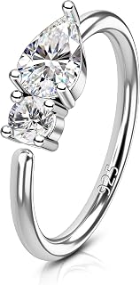 COCHARM 20G 925 Sterling Silver Small Thin Nose Ring Hoop for Women, Silver 7mm - 8mm Adjustable Half Hoop Nostril Piercing Jewelry