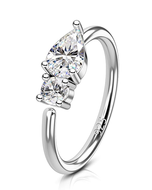 COCHARM 20G 925 Sterling Silver Small Thin Nose Ring Hoop for Women, Silver 7mm - 8mm Adjustable Half Hoop Nose Ring Clear Gem Nostril Piercing Jewelry Nickel - Free by COCHARM - Used condition - US$16.79