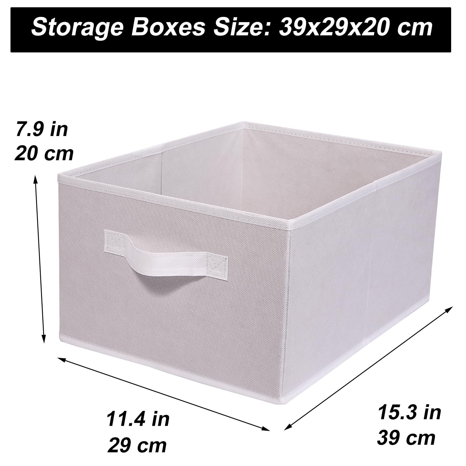 JAKAGO Foldable Wardrobe Storage Boxes 4 Pack, Superior Fabric Wardrobe Storage Organiser 39 x 29 x 20 cm - Image 4