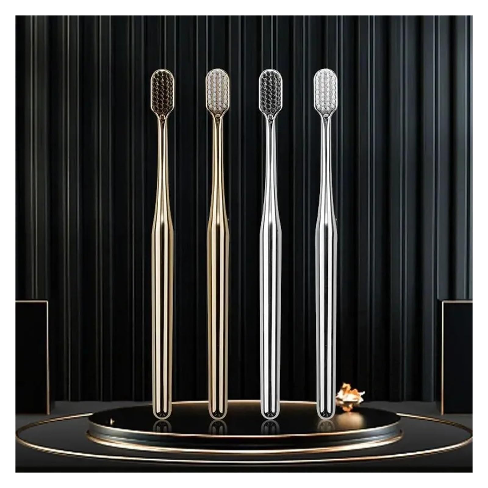 Spazzolino da denti 1/2/4/8 pezzi Oro Argento Adulto Criniera media dura Elegante brillante(8p SilverWhite-Black)