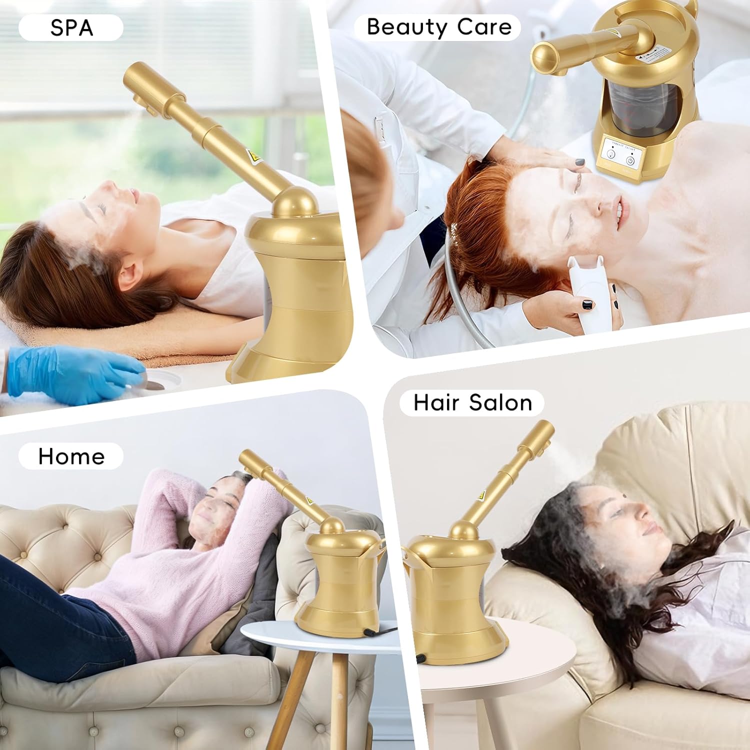 Facial Steamer, Nano Ionic Face Steamer with Extendable Arm for Deep Cleaning and Hydration, 360°Rotating Nozzle Face Humidifier, Portable Ozone Steamer for Beauty, Spa and Home Use(Golden) - Image 6