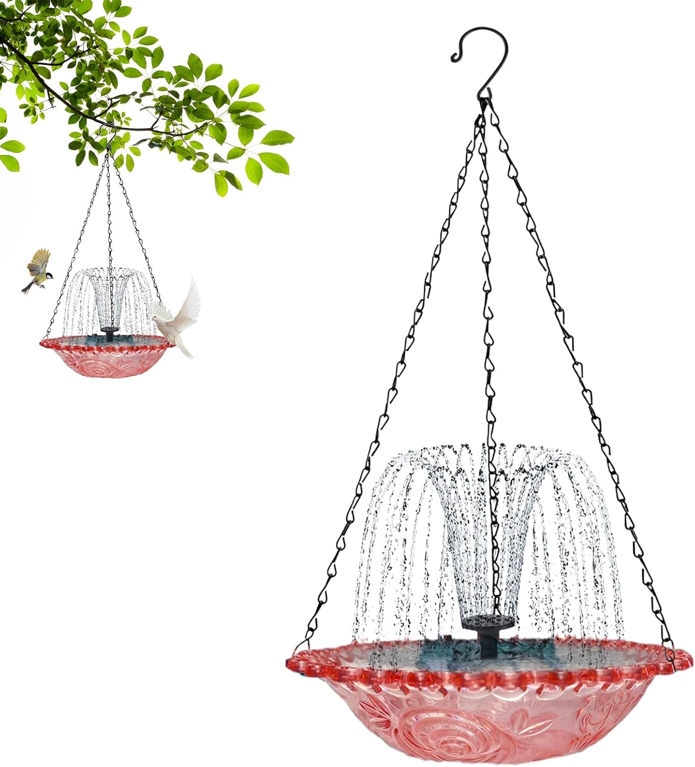Bird Bath Fountain - Solar Outdoor Bird Feeder Fountain - Sparrow Birdbath,for Outside Garden Backyard Balcony Yard Porch Patio Finch Bluebird Sparrow