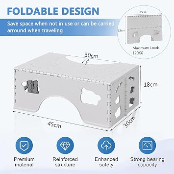 Foldable Toilet Stool for Adults And Kids,7 Inch Healthy Squatting Posture Toilet Poop Stool,Easy to Storage Anti-Slip Bathroom Step Stool