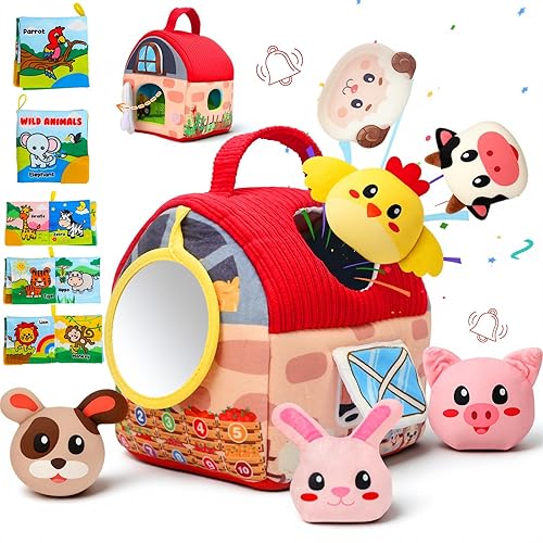 Juguetes para bebés de 6 a 12 meses, animales de peluche de granja de granero, juguetes sensoriales para recién nacidos, para bebés de 1 a 3 años