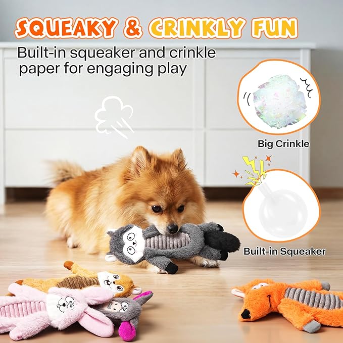 Juguetes para Perros Pequeños, Pack de 5 Sin Relleno con Chirriador y Papel Crujiente miniatura 2