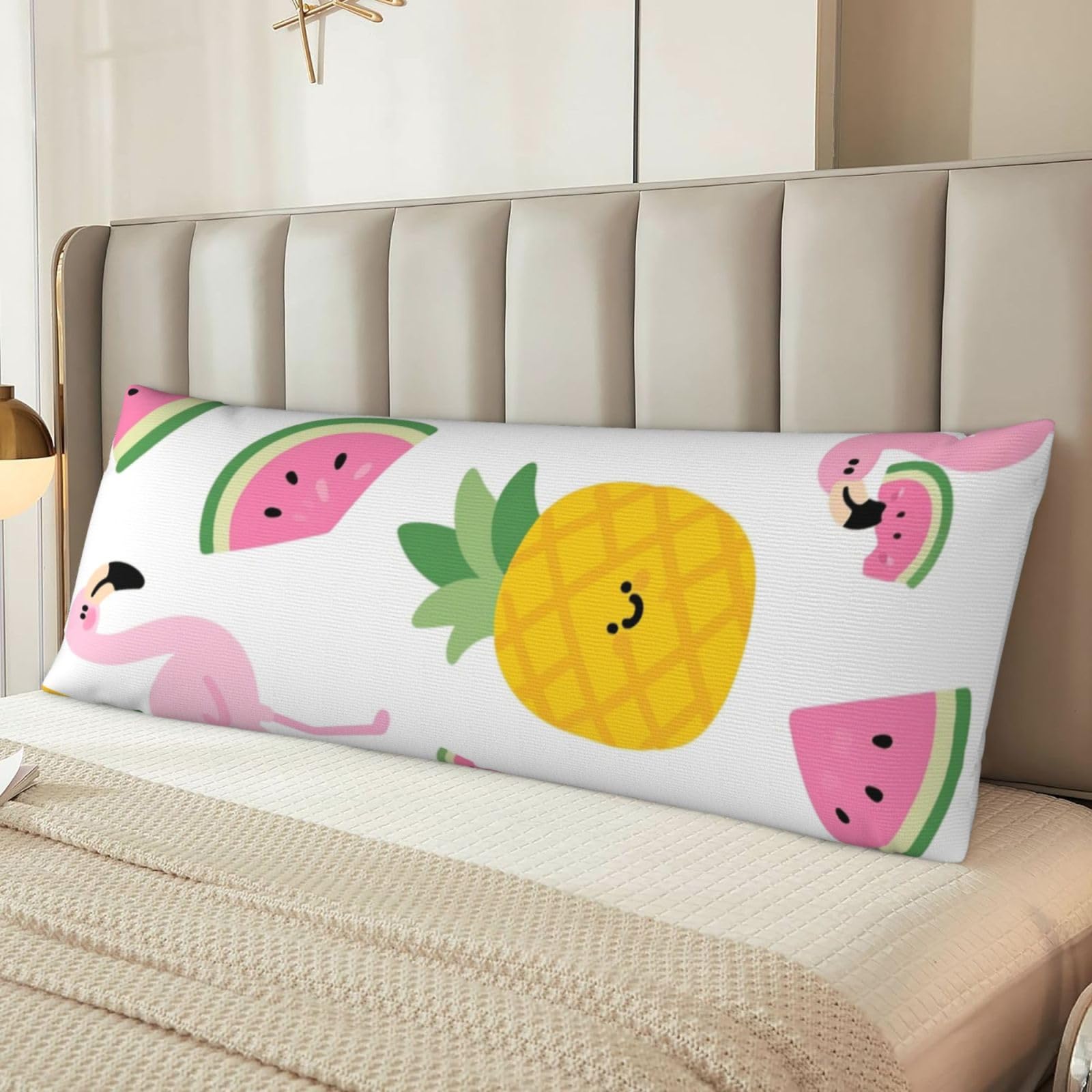Flamingo Watermelon Pineapple Body Pillow Cover with Hidden Zipper 54"X20",Ultra Soft Microfiber Long Pillow Case Decorative Bedding Pillowcase Cushion Cover Cases for Bedroom Couch Sofa,Home Gifts