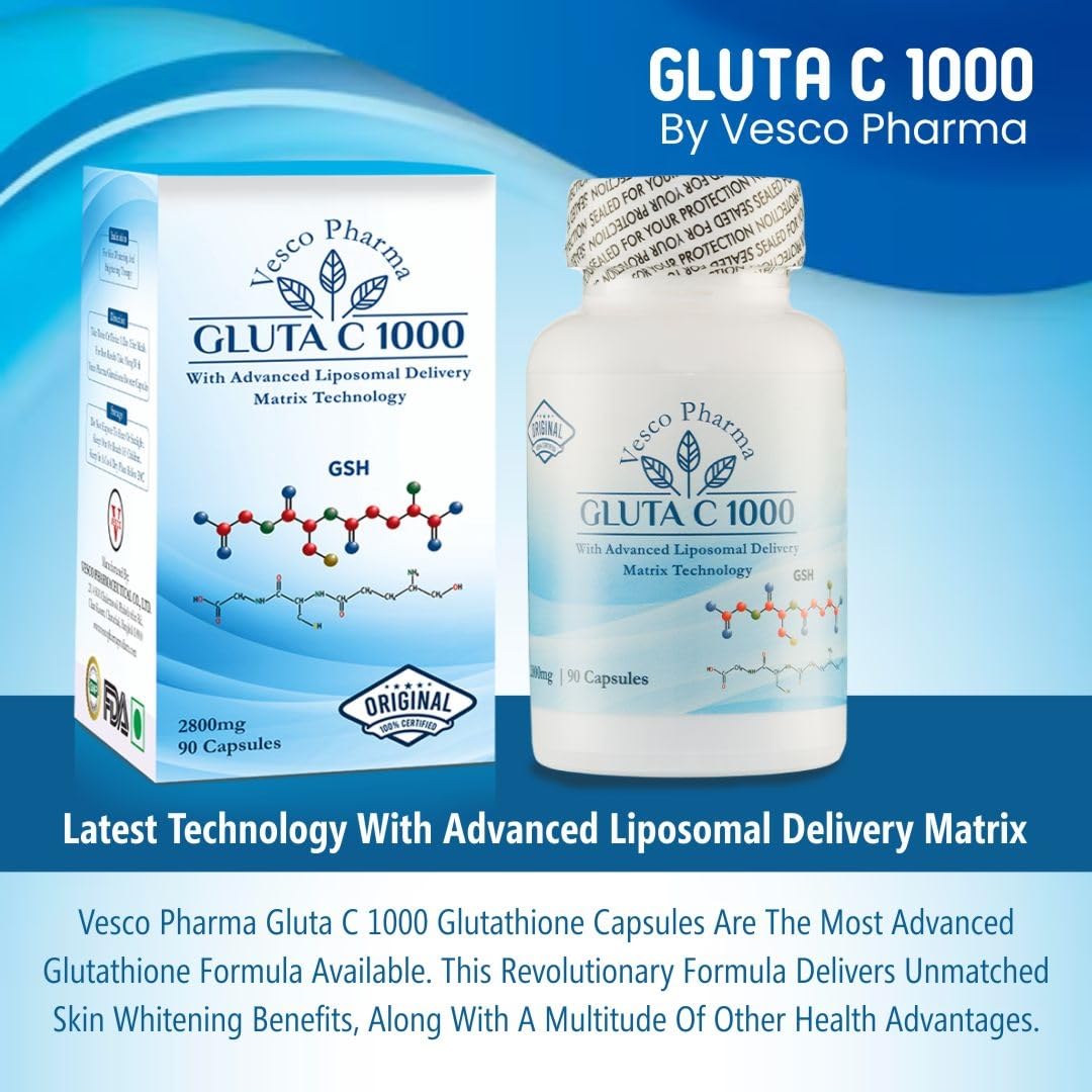 vesco pharma glutathione Gluta C 1000 – Liposomal Delivery Formula – + Vitamin C – 90 Count Health & Personal Care Vesco Pharma Collagen C 1000