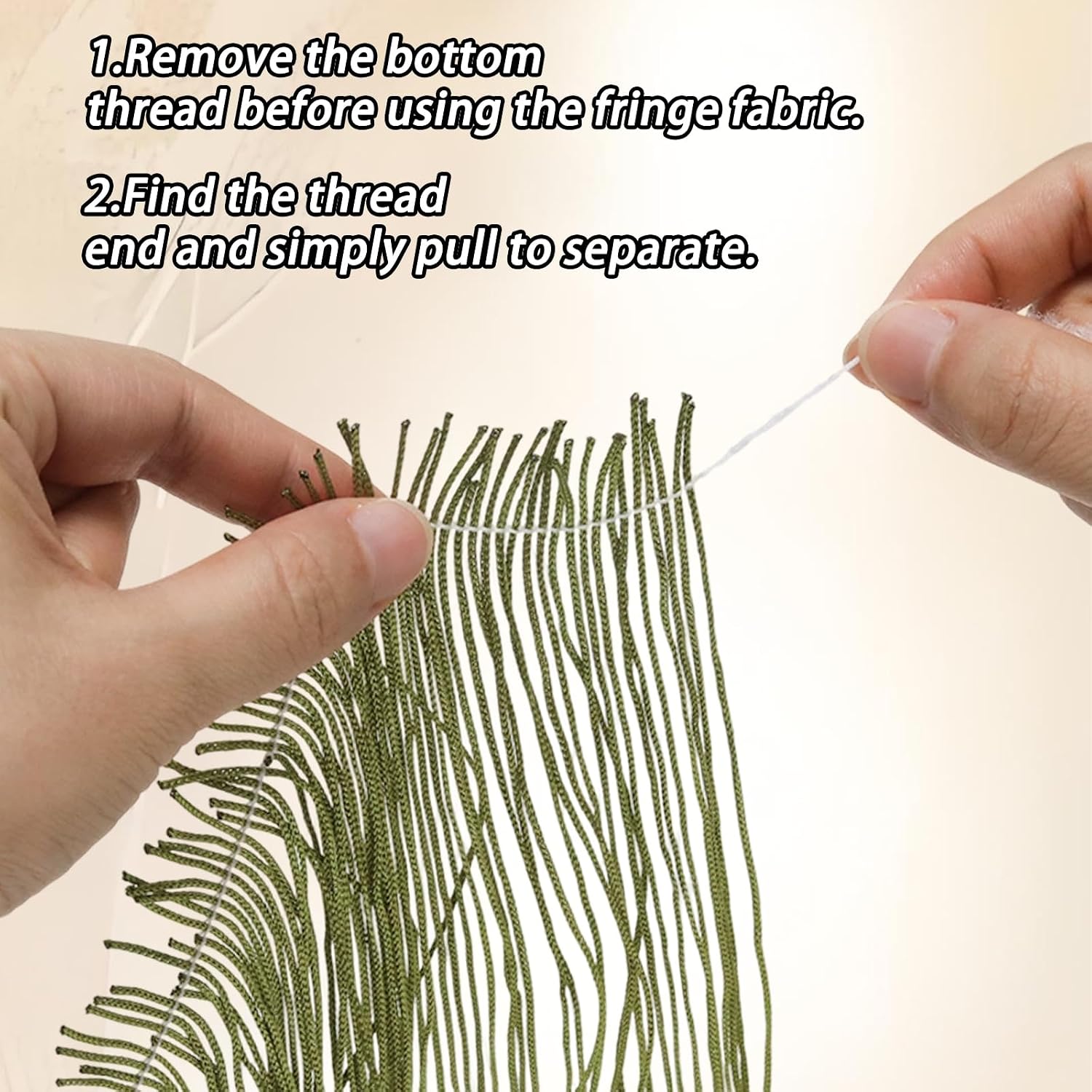 Lilaly Chainette Fringe Trim 5-9/10 Inch x 32 Ft — 7 Colors Polyester Tassel Trim for Sewing, Latin Dance Costumes, Flapper Dress, Curtains, Lampshade & Boho Party Decor (Green)