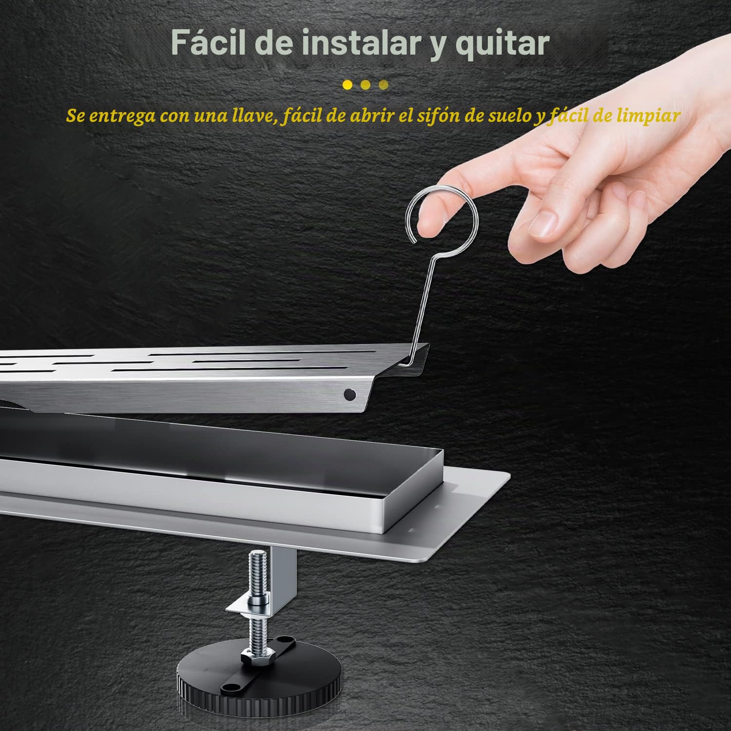 SIRHONA Canaleta de Ducha de Acero Inoxidable 60cm, 2 en 1 Conjunto Completo de Desagüe de Ducha con Accesorio de Piso, Doble Cara, con Tope de Olor y Tamiz de Pelo
