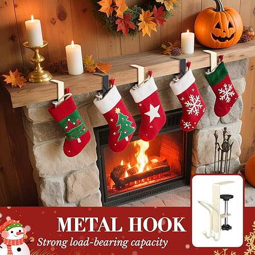 Miniatura 2 de Colgador para calcetines y guirnaldas de chimenea, 2 en 1 mejorados 2 en 1, soportes para calcetines de Navidad para manto, ganchos ajustables para