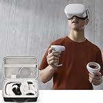 Comecase Cas de transport dur pour la quête 3/ Quest 3S/ pour Quest 2 Tout-en-un VR Casques de jeu et contrôleurs tactiles, sac de rangement de voyage avec couverture de visage en silicone & Protecteur de lentilles & Accessoires