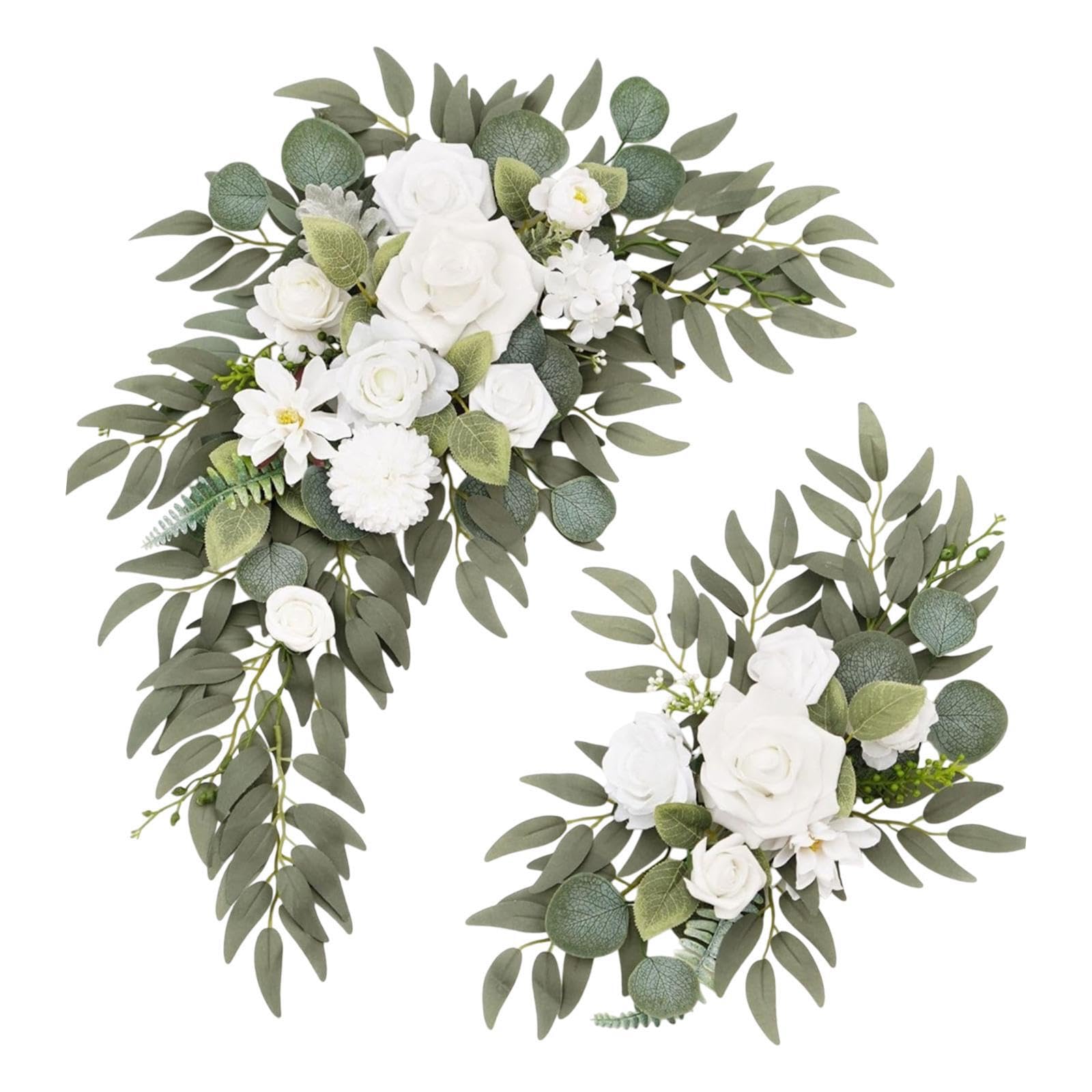 Auyxssz Green Wedding Arch Flowers Exquisite Floral Swag Rustic Style Arrangement Leaves Enhancing Every Wedding Ceremony Arch Flowers Artificial Floral Swag