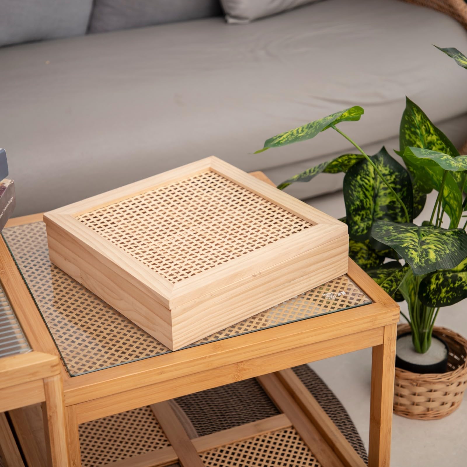 JJSQ Boîte à thé en bois à 16 compartiments avec couvercle pour comptoir, idée cadeau, naturel, 33 cm (16 compartiments)
