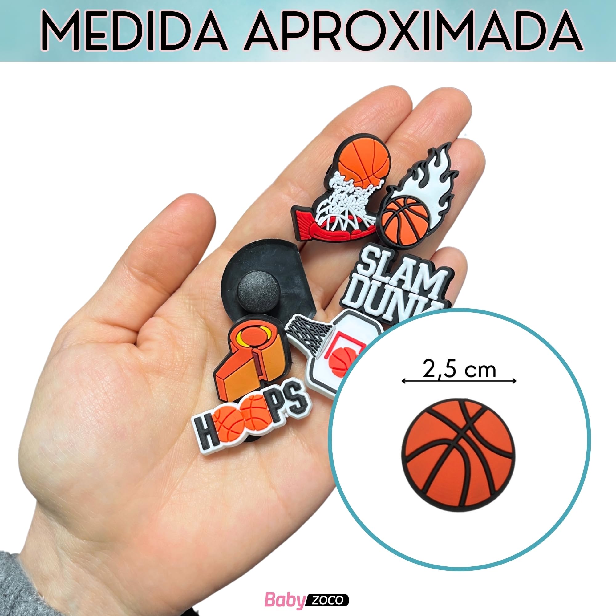 Crocs Charms Pines Pack 25 Unidades Diseño Baloncesto