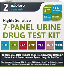 Exploro 7 Panel Drug Test Kit – at Home Urine Drug Test for THC, Cocaine, Opiates, Amphetamines, Benzodiazepines, MDMA & Methamphetamines – Easy & Accurate at Home Drug Testing Strips (Pack of 2)