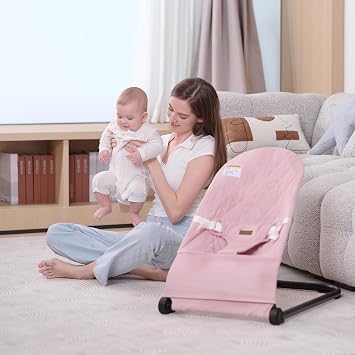 Baby Bouncer Seat, Infant Bouncy Chair, 3-Point Harness, 0-6 Months