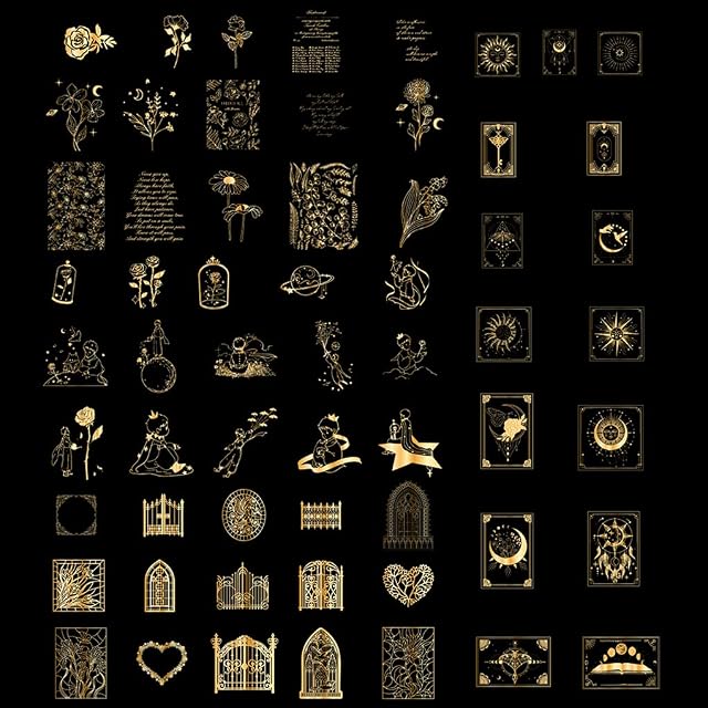 FineInno 180 Sheets Laser Holographic Stickers for Resin Transparent Sticker Magic Tarot Art Supplies Resin Filling Material for DIY Scrapbook Phone Case