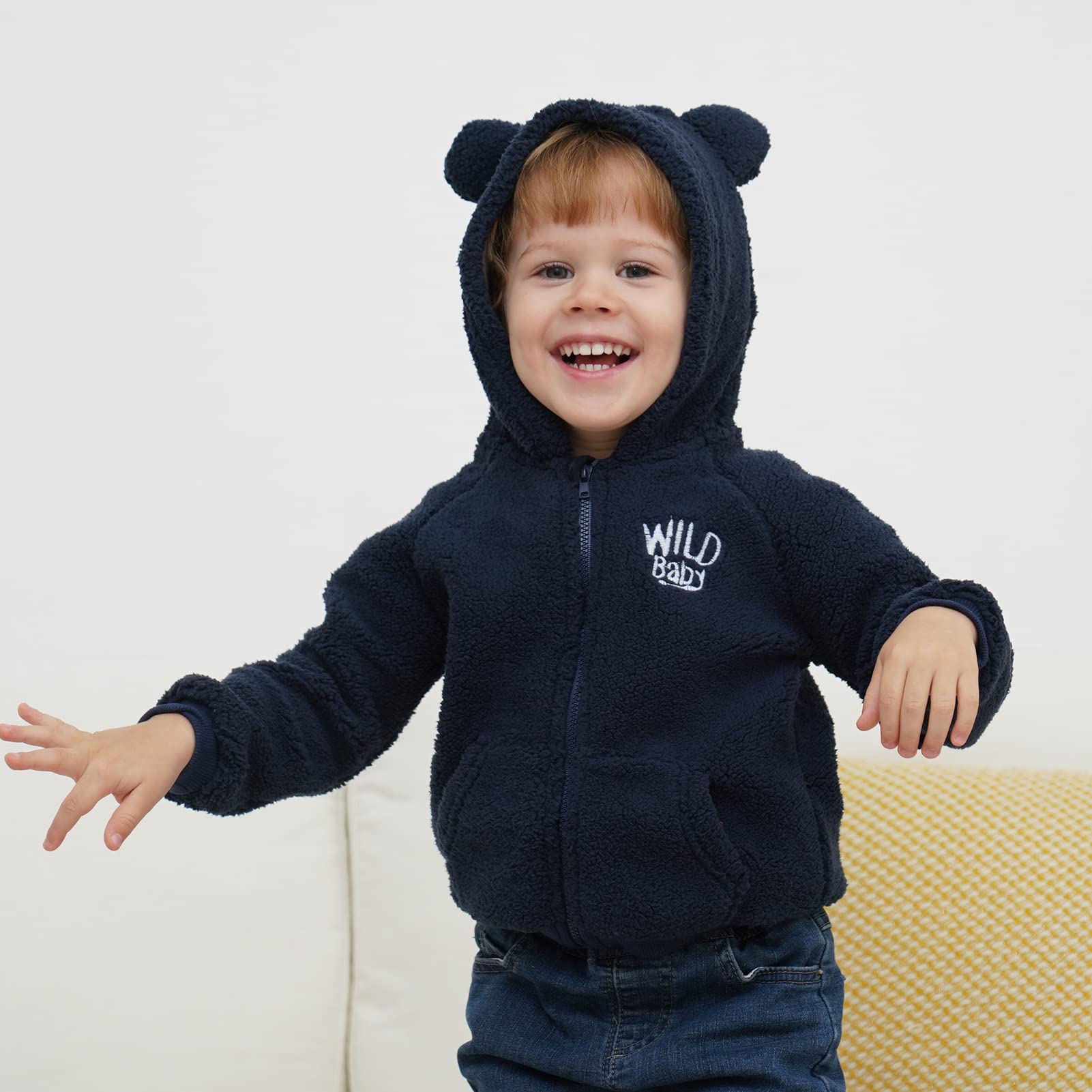 Bébé garçons filles dessin animé polaire veste à capuche manteau avec oreilles chaud vêtements d'extérieur manteau Zip Up manteau