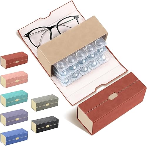 Miniatura 11 de Flutesan Estuche organizador diario desechable para lentes de contacto de doble cara, estuche de viaje portátil para lentes de contacto 2 en 1