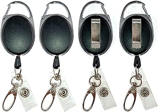 ZHIYE Badge Reel, 4 Pcs Reel Clips Retractable Keychain Lanyard Badge Holder with Key Belt Reel for Key Ring ID Card Badge Holder