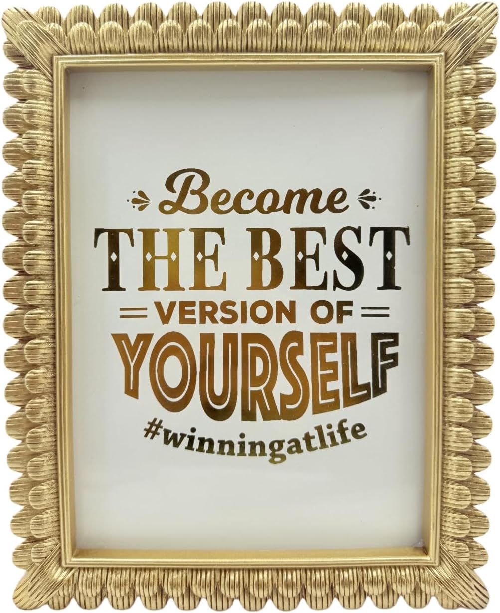 Vintage Picture Frame 6x8 Antique Brass Gold Photo Frames Baroque Art Deco with Glass Front Tabletop Display & Wall Mount(6x8 Antique Gold)