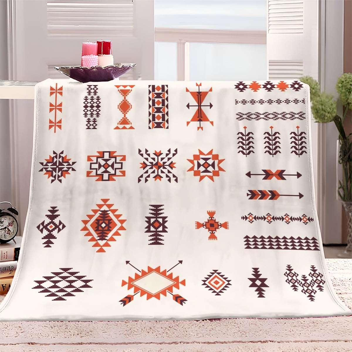 Plaid polaire 180x200 cm tribal pour canapé et lit 2 personnes