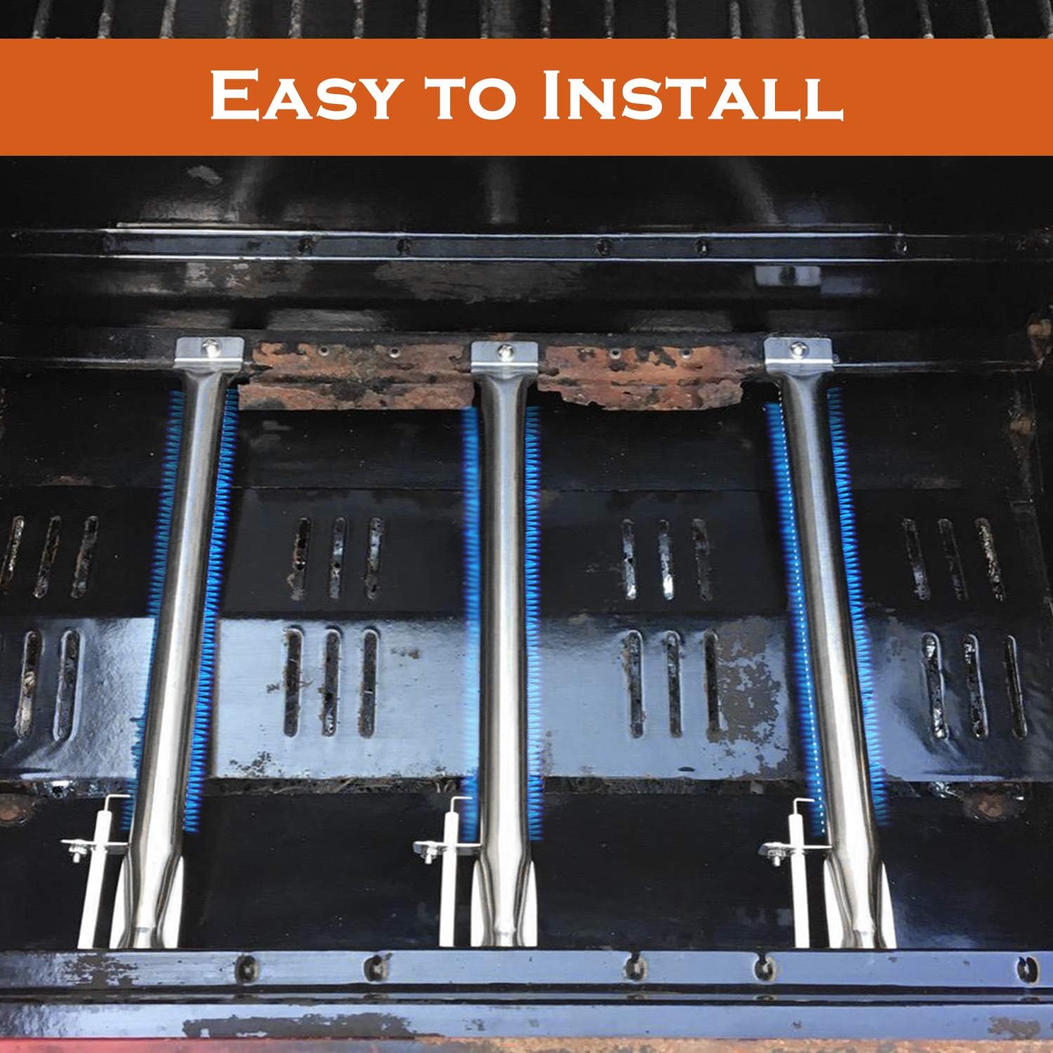 Hongso SBF231 15 3/8" Universal BBQ Gas Grill Replacement Stainless Steel Pipe Tube Burner for BBQ Pro, Kenmore Sears, K Mart Part, Members Mark Part, Outdoor Gourmet, Lowes Model Grills, 4-Pack : Patio, Lawn & Garden