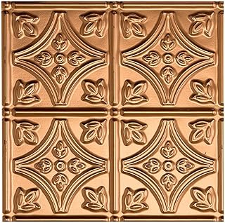 FASÄDE Traditional Style/Pattern 1 Decorative Vinyl Glue Up Ceiling Panel in Polished Copper (12X12 Inch Sample)