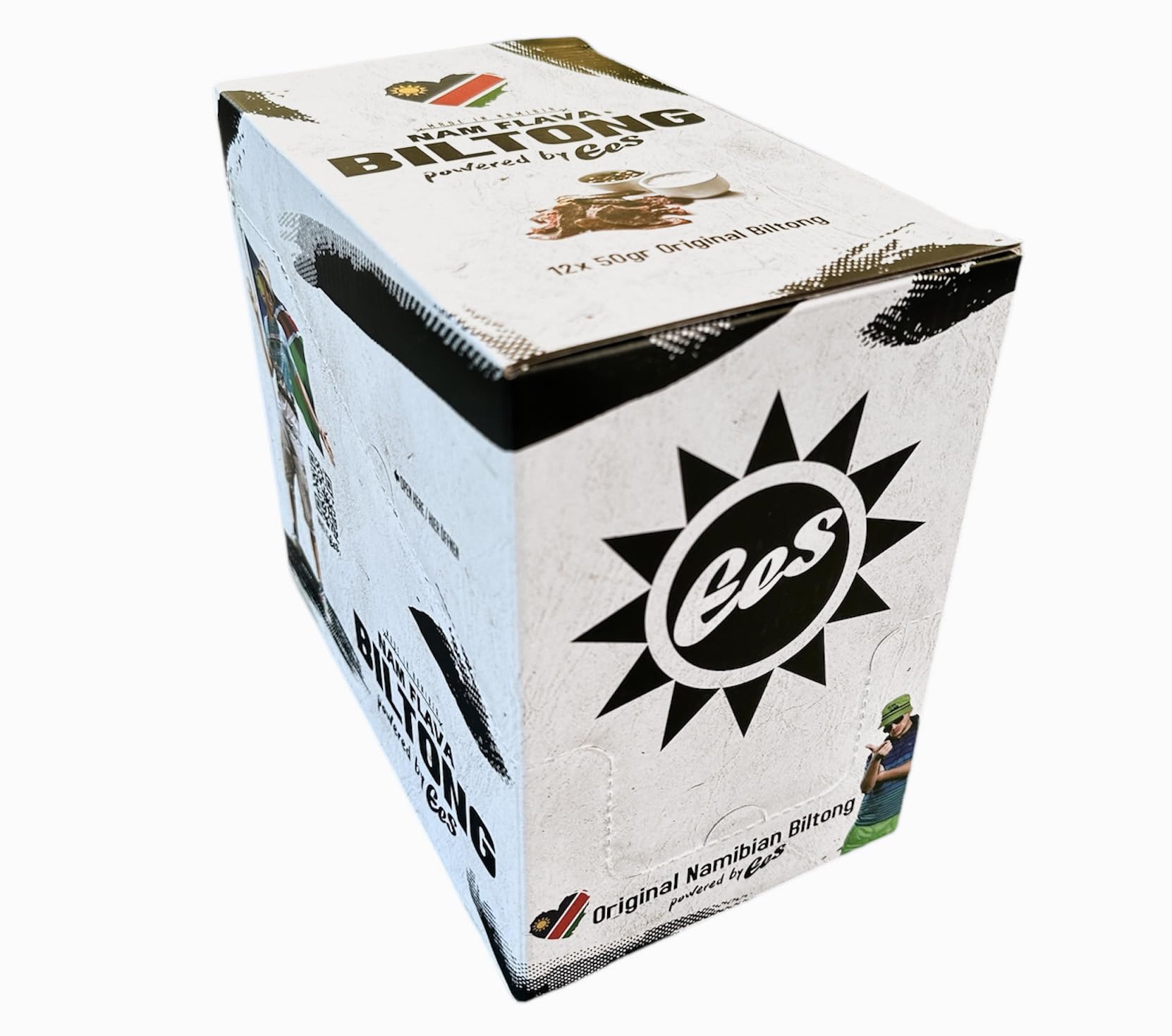 Nam Flava - Biltong original de Namibie - 0,6 kg (12x50 g) Box - Beef Jerky, viande séchée, beaucoup de protéines