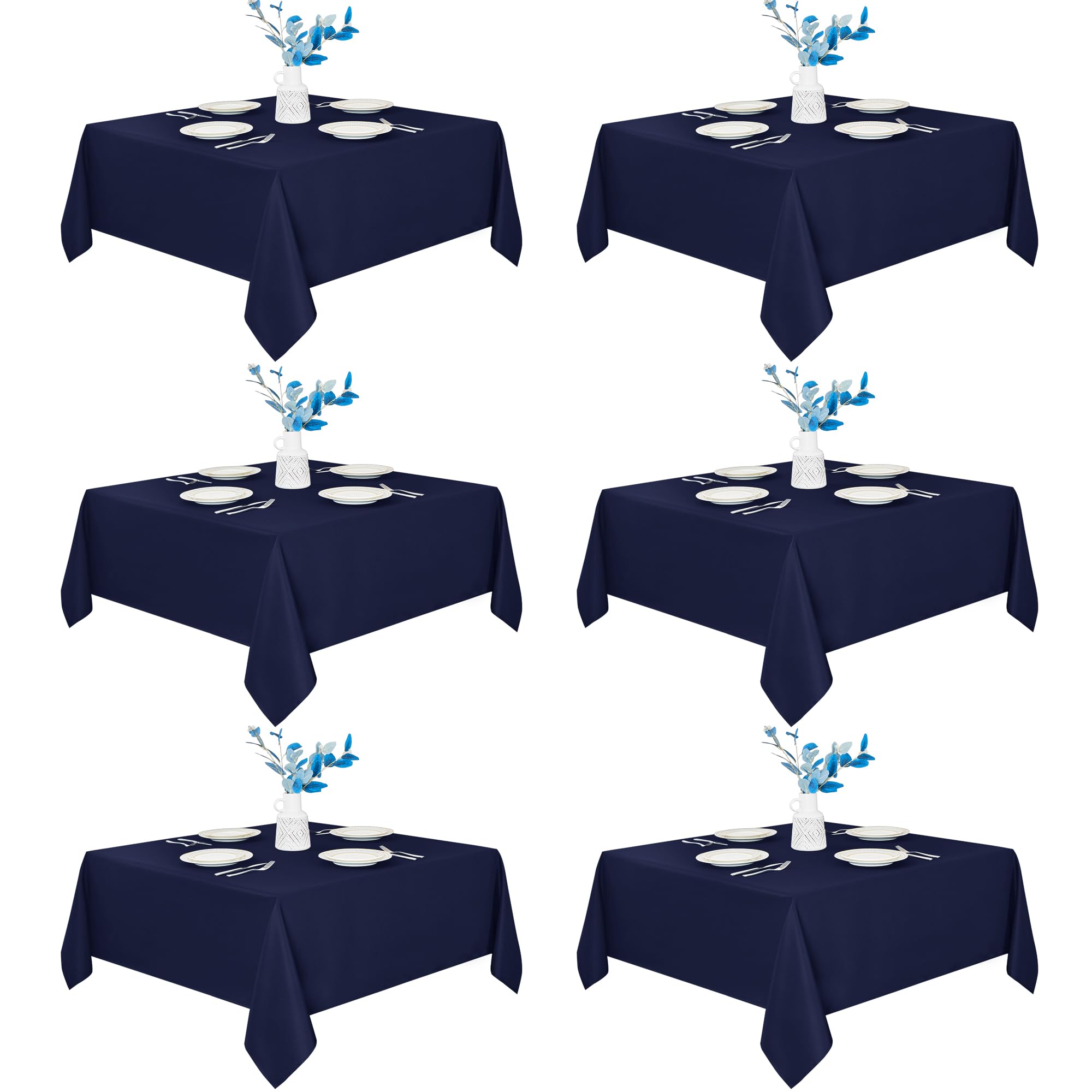 Fitable 6 Pack Navy Square Tablecloths 70x70 Inch for 2-4 Ft Tables