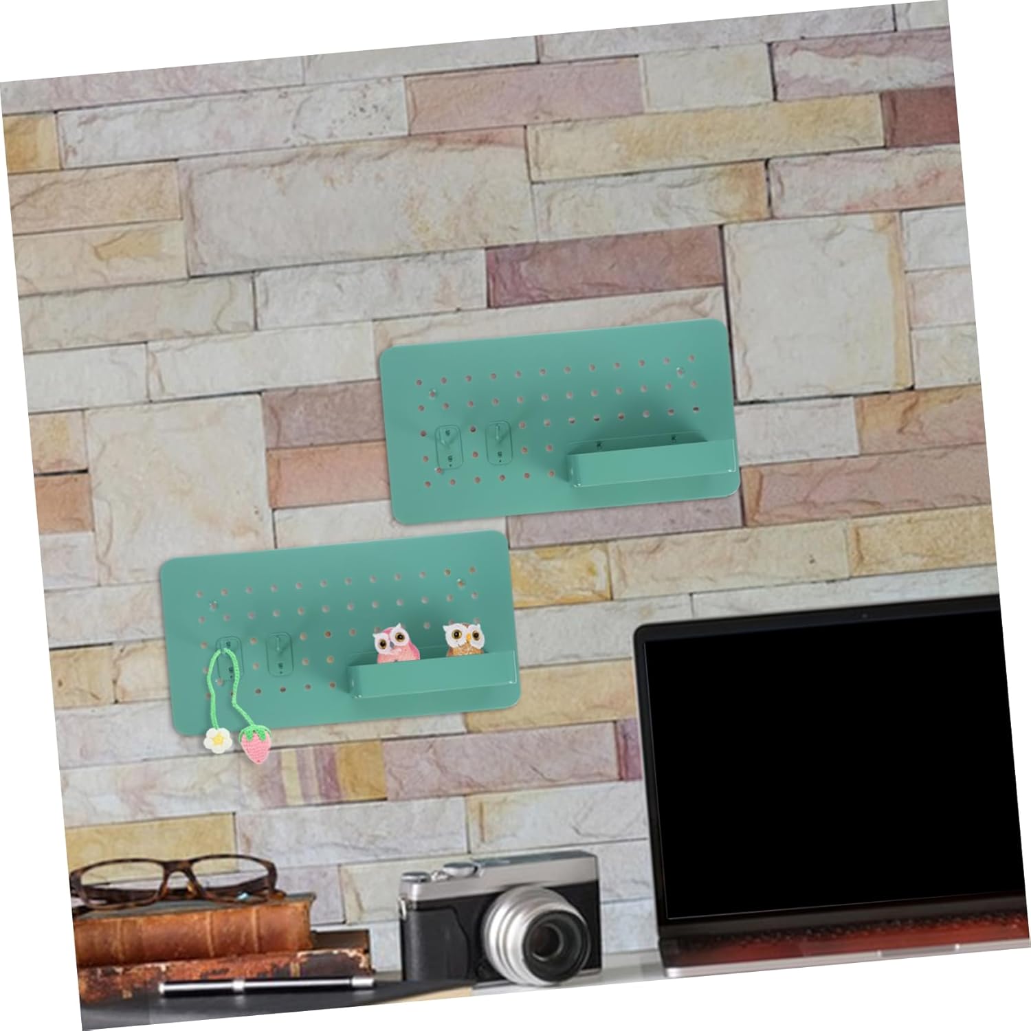 LIFKOME Desk Pegboard Organizer Set Wall-Mounted Storage Rack with Hooks Versatile Craft Room Organizer 3-Piece Set in White