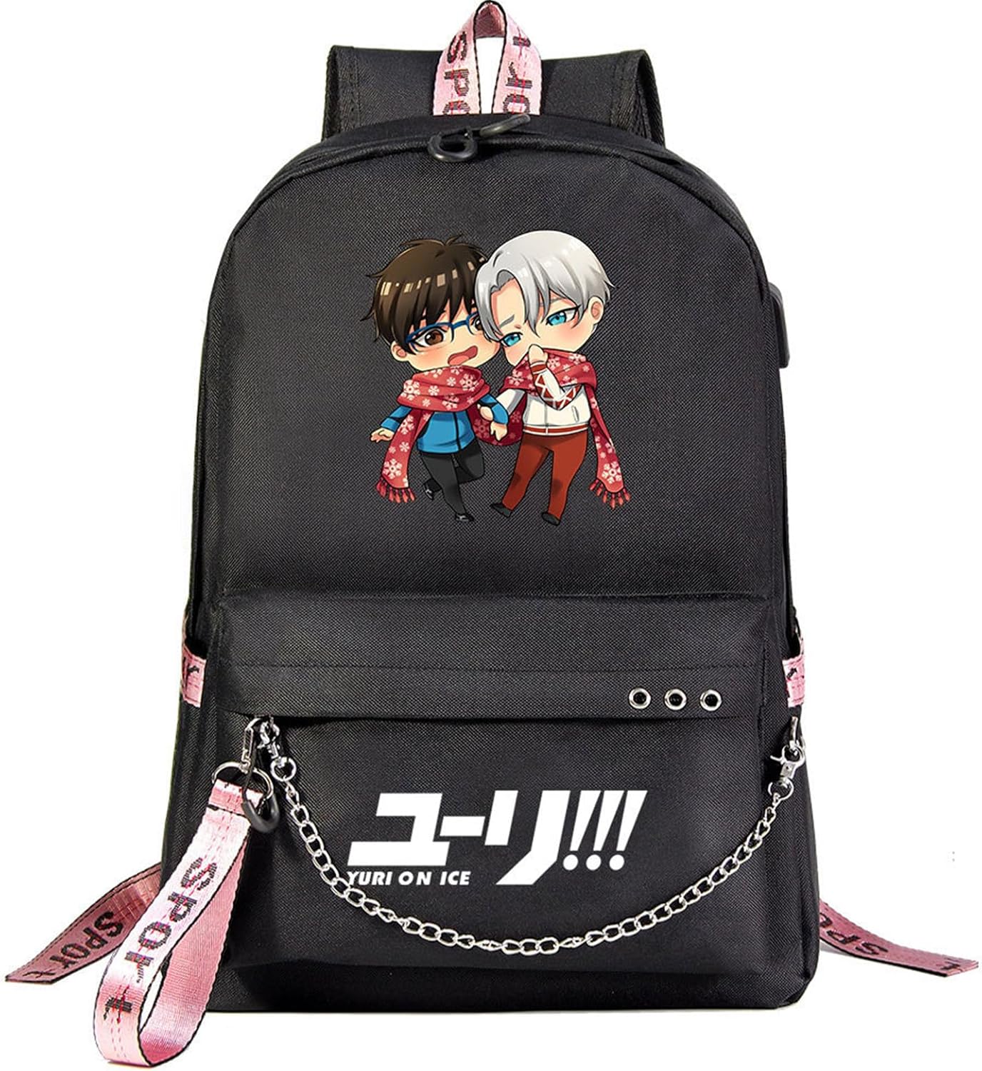 Anime Yuri on Ice Backpack School Bag Victor Nikiforov Daypack Shoulder Bag Bag with USB Port 22