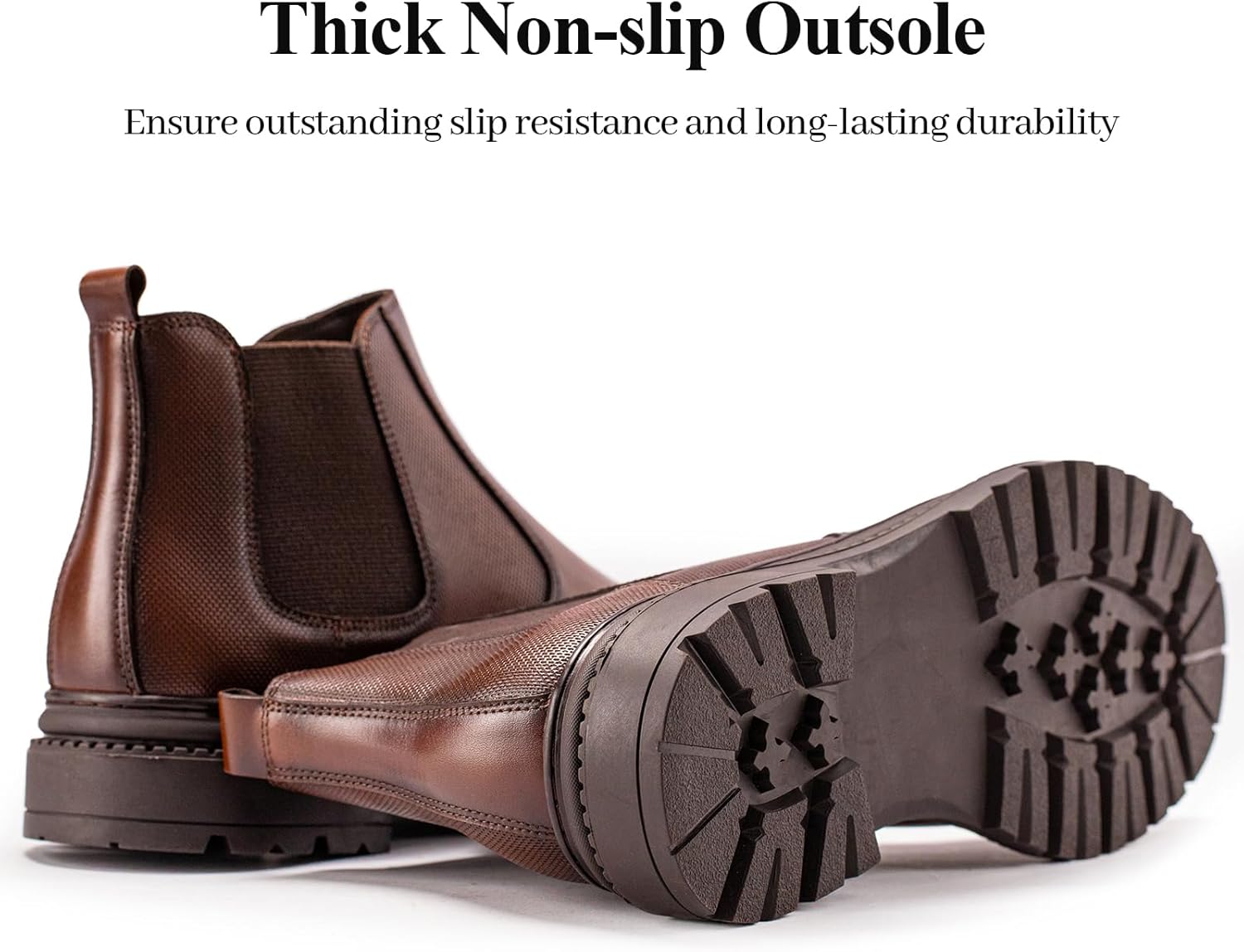 OKKO Mens Chelsea Dress Boots, Genuine Leather Classic Comfortable Casual Slip On Ankle Boot for Men - Image 4