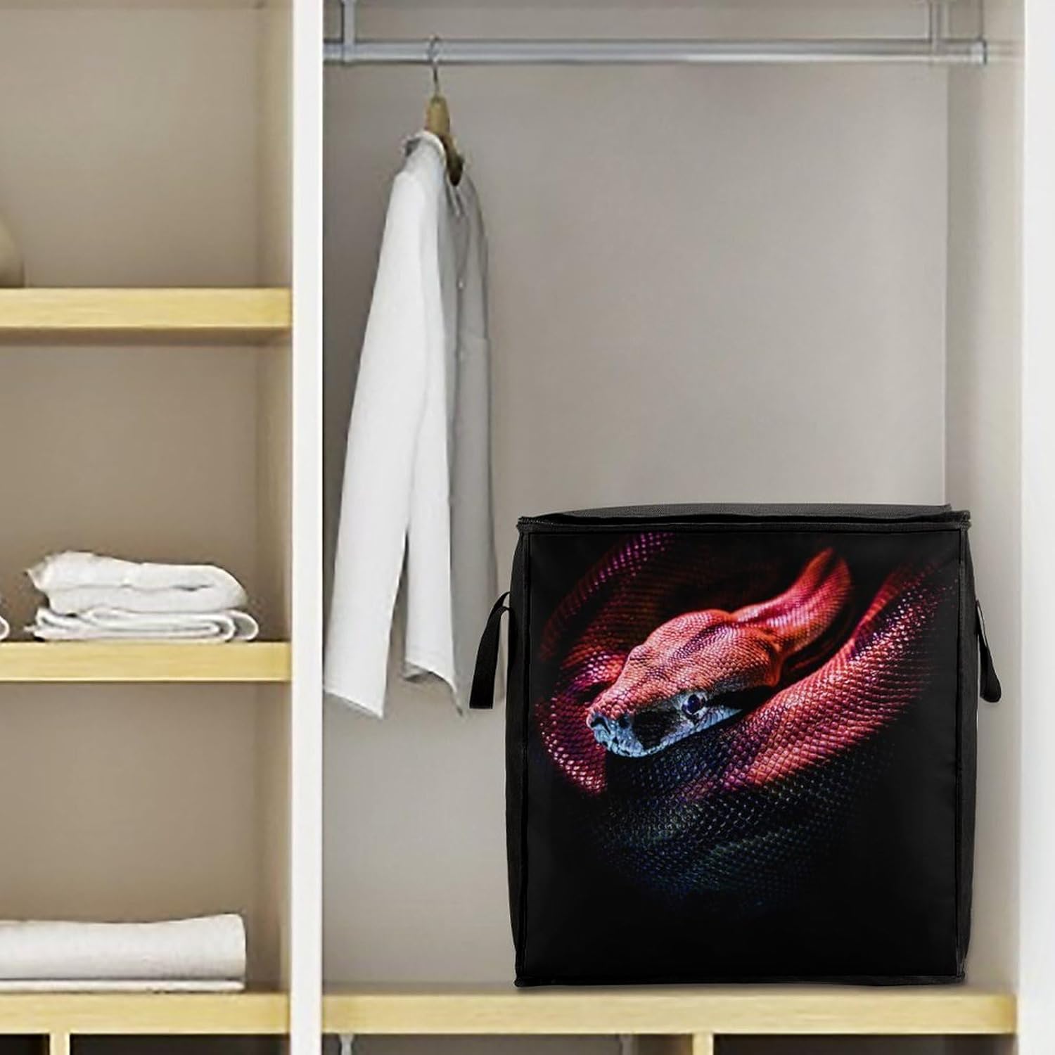 Red Snake Large Comforter Blanket Storage Bags Bins 70L Closet Organizer with Handles