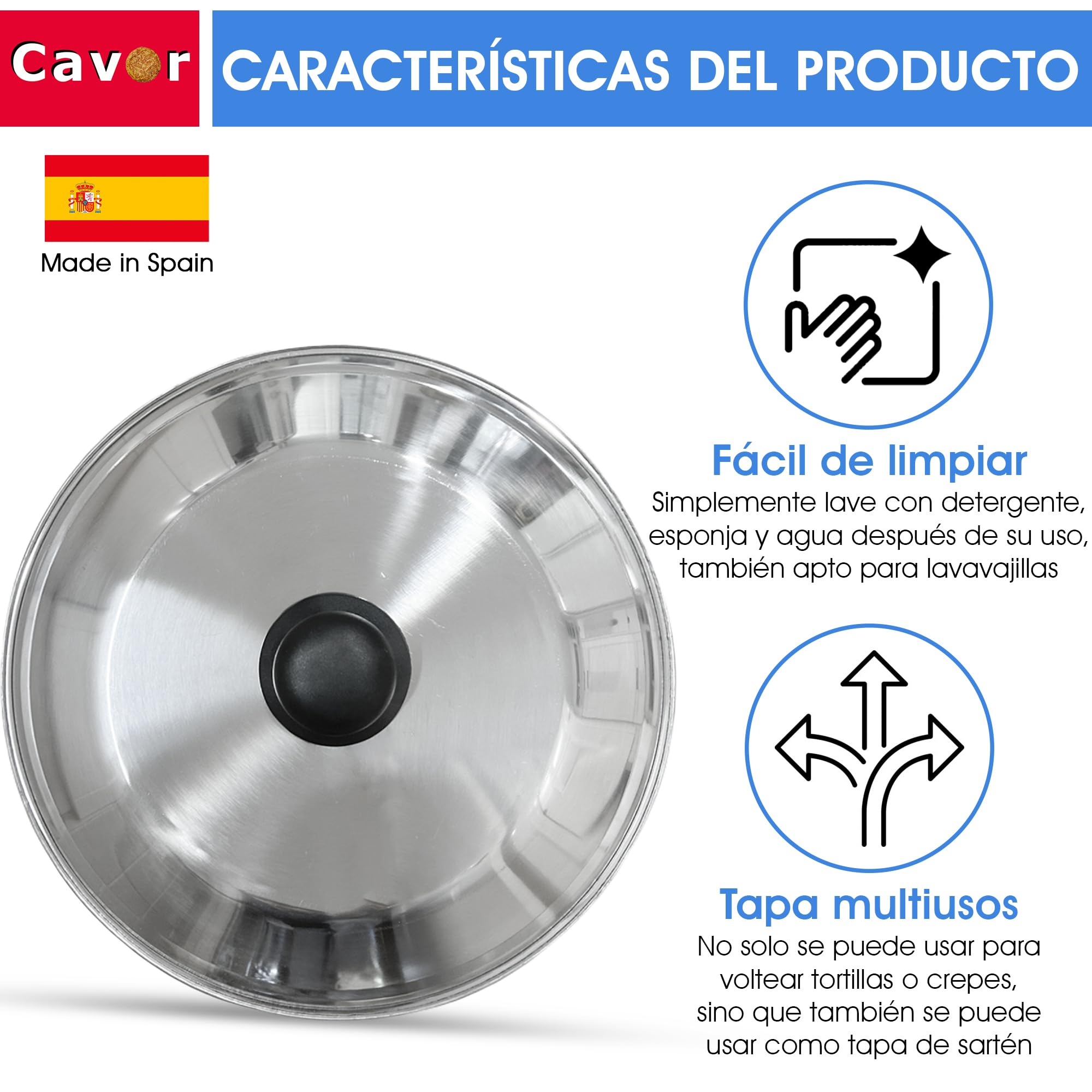 Tourne-tortillas En Plastique 26 Cm - Fabriqué En Espagne, Pour Retourner Les Omelettes Facilement Et Sans Risque