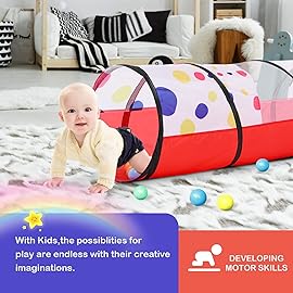 PigPigPen Kids Tunnel for Toddlers,Pop Up Play Tunnel Tent for Babies or Dogs, Indoor & Outdoor Toys for Kids Backyard Playset (Red Spots Play Tunnel)
