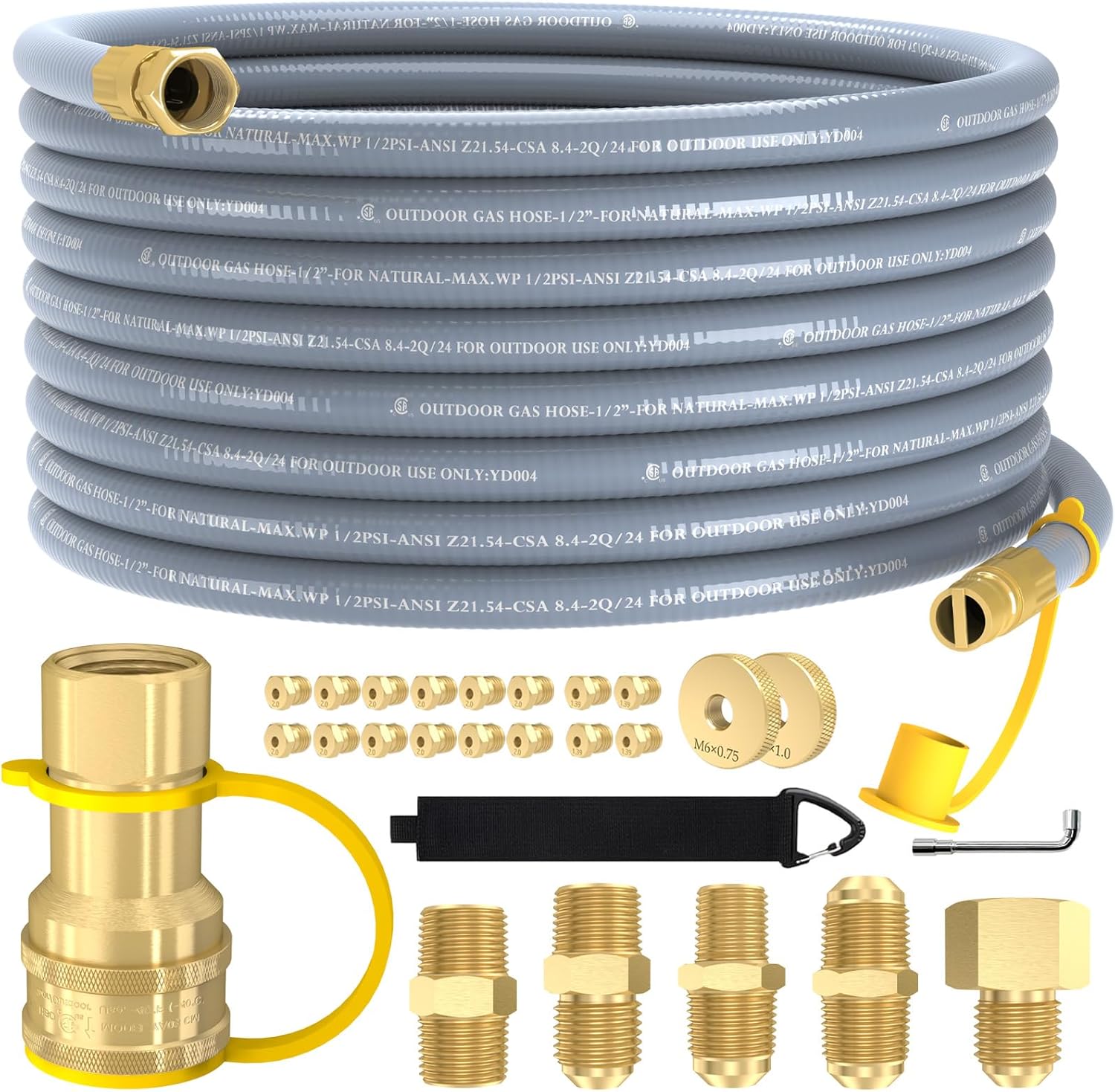 18FT 3/8" Natural Gas Hose, Low Pressure LPG Hose with Quick Connect, For 5249 Blackstone Griddle Weber, Char-Broil,Pizza Oven, Patio Heater and More NG Appliance Propane to Natural Gas Conversion Kit
