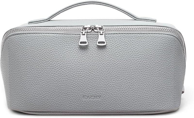Necessaire organizadora de maquiagem EACHY com compartimento para pincéis, fechamento com zíper, AG-Cool Gray