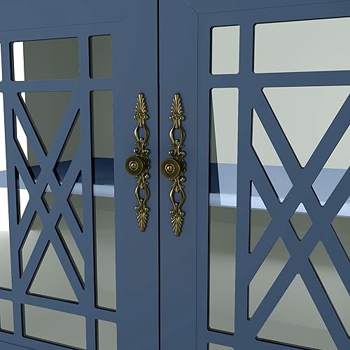Miniatura 7 de FESTIVITY Aparador de 38 pulgadas con 2 puertas de vidrio para sala de estar y comedor, cocina, pasillo, mesa de consola (azul marino)
