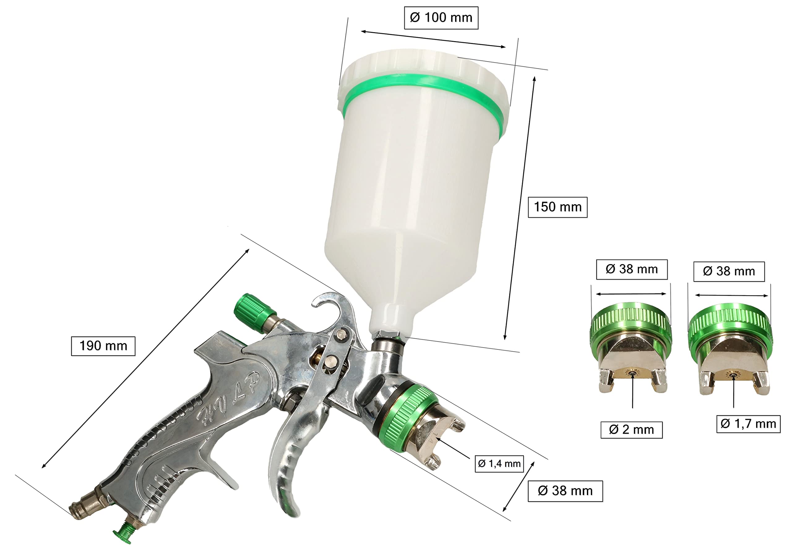 KOTARBAU® Pistolet lakierniczy HVLP Pistolet lakierniczy z dyszami 1,4 1,7 2,0 mm