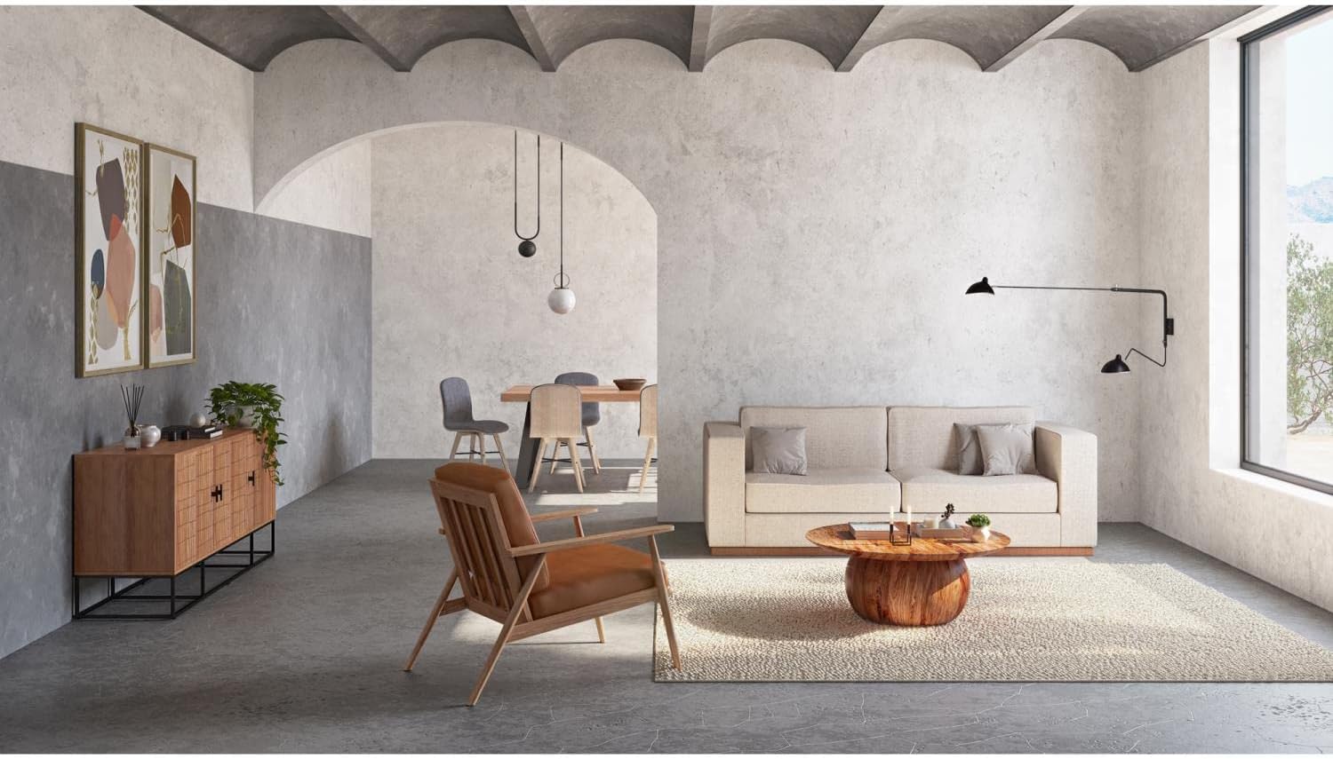 Moe's Home Collection Bradbury Circular Wood Coffee Table in Natural