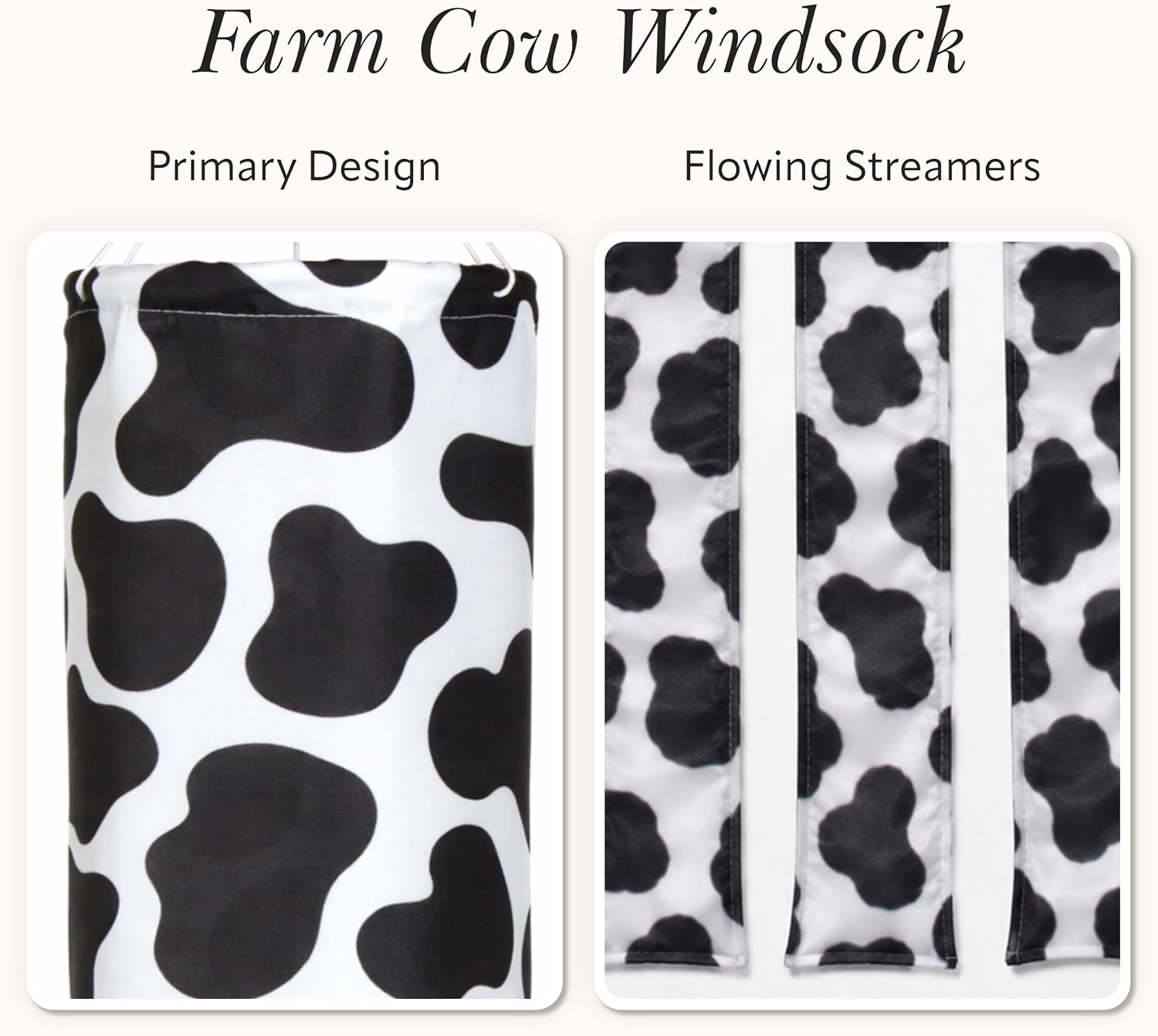 Madrona Brands Farm Cow Windsock | Durable Outdoor Wind Decor | Porch, Patio, Yard | 48 Inch