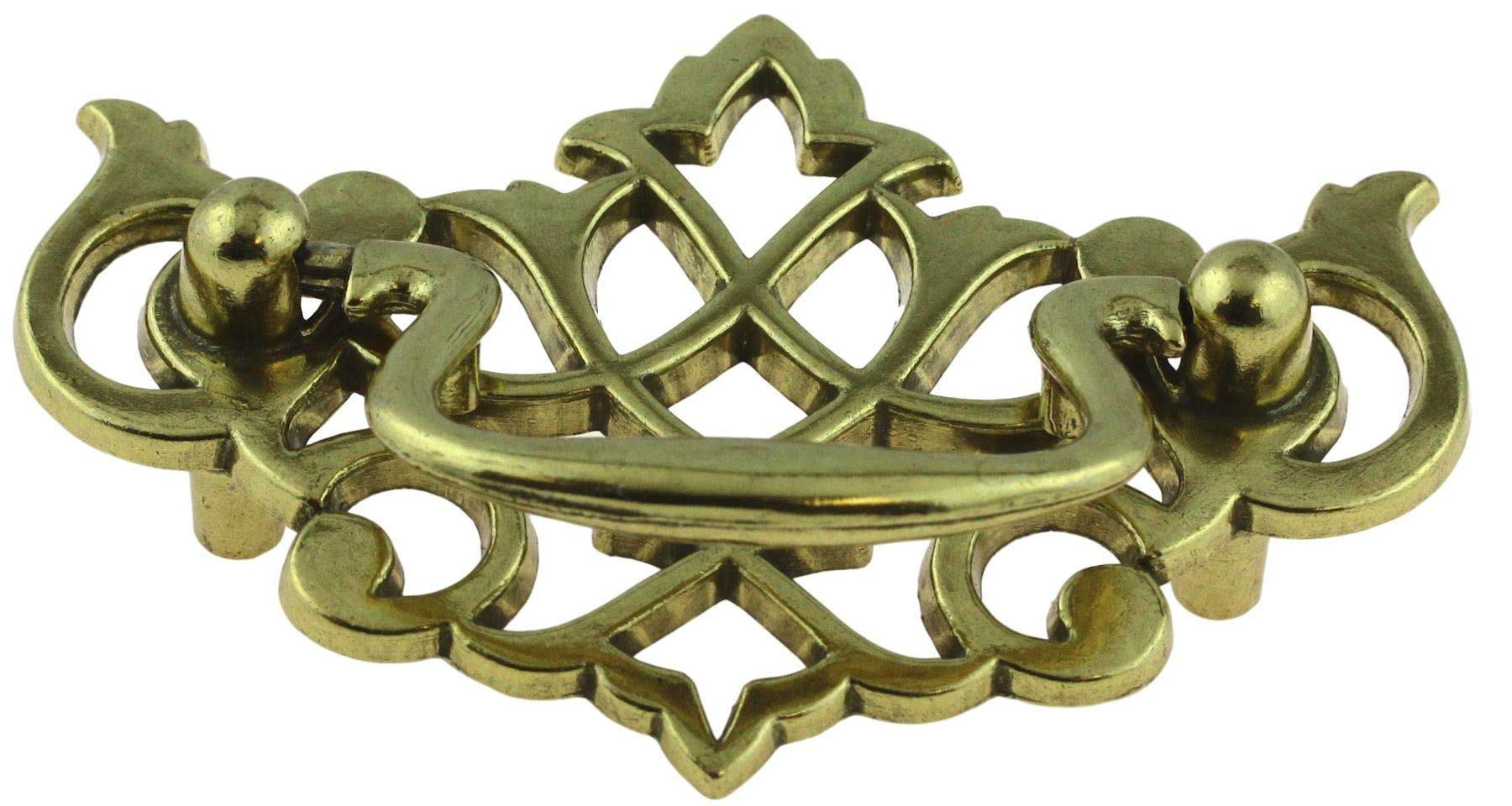 Queen Anne Chippendale Satin Brass Drawer Bail Pull | Centers: 2-1/2" | Handle for Antique Cabinet Door, Dresser Drawer, Desk | Furniture Reproduction Hardware | HRT-P4130-P-1067-B-1740 (1)
