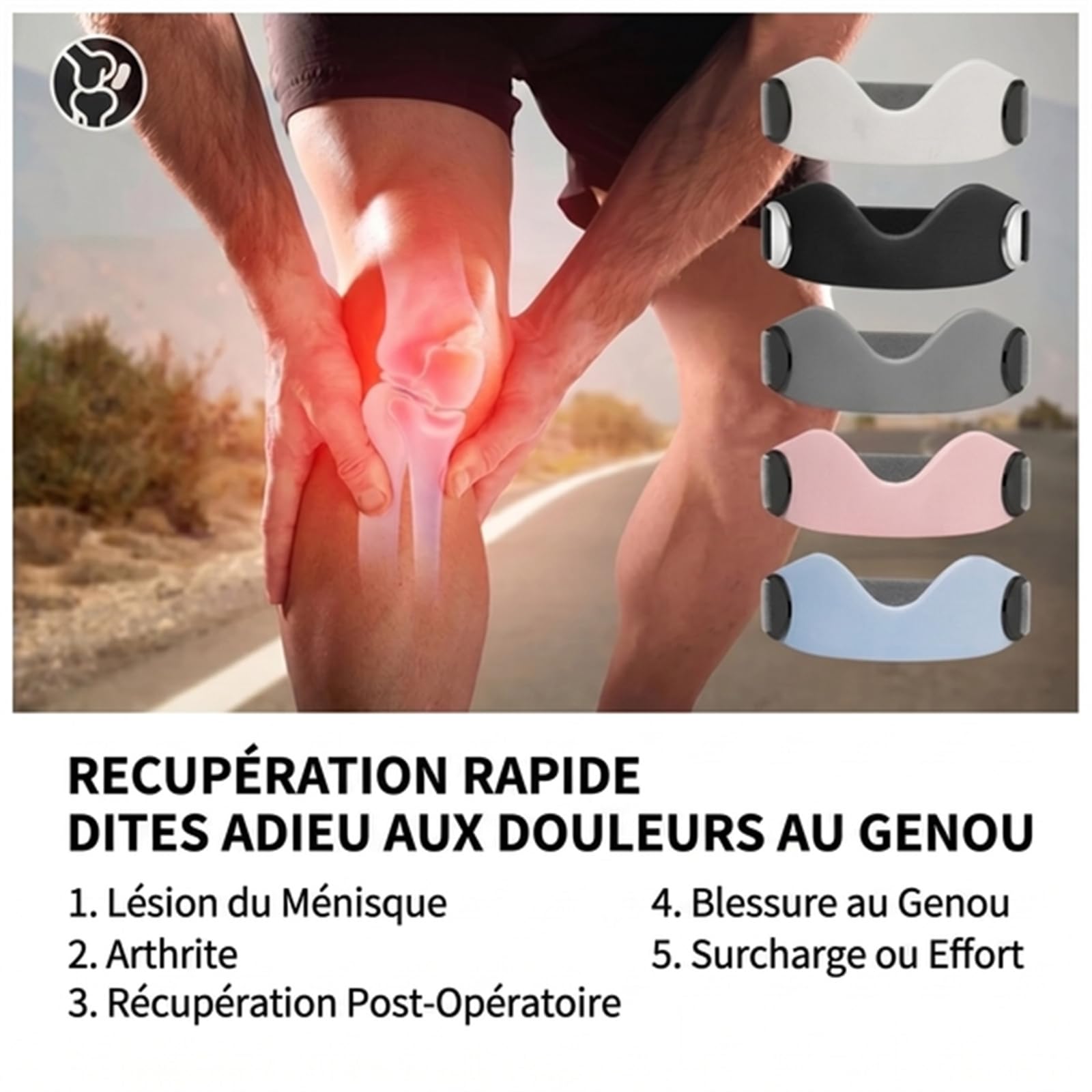 Qilova Genouillère Rotule Ajustable Maintien Sport Unisexe | Sangles réglables, maintien stable, tissu respirant, confort quotidien pour le sport et l'entraînement