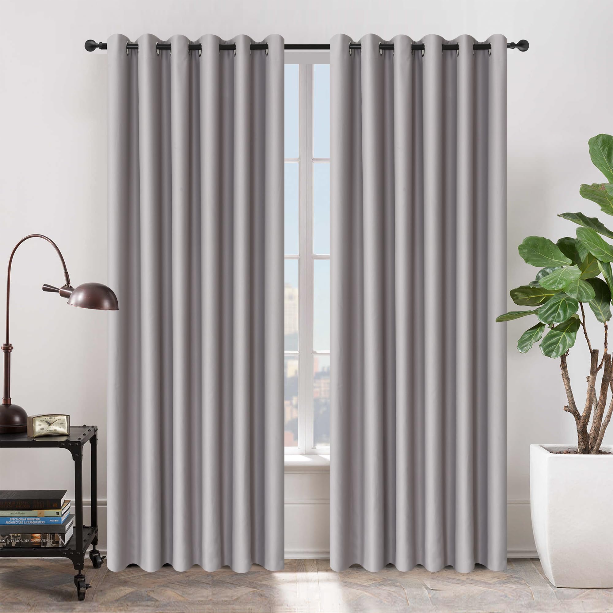 WEAVERS: Luxury Heavy Thick Semi-Blackout Curtains for Bedroom, Living Room and Office - Energy Saving Light Blocking Thermal Insulated Curtains with Eyelets Ring Top. (Silver - 90" x 90") โ image 1