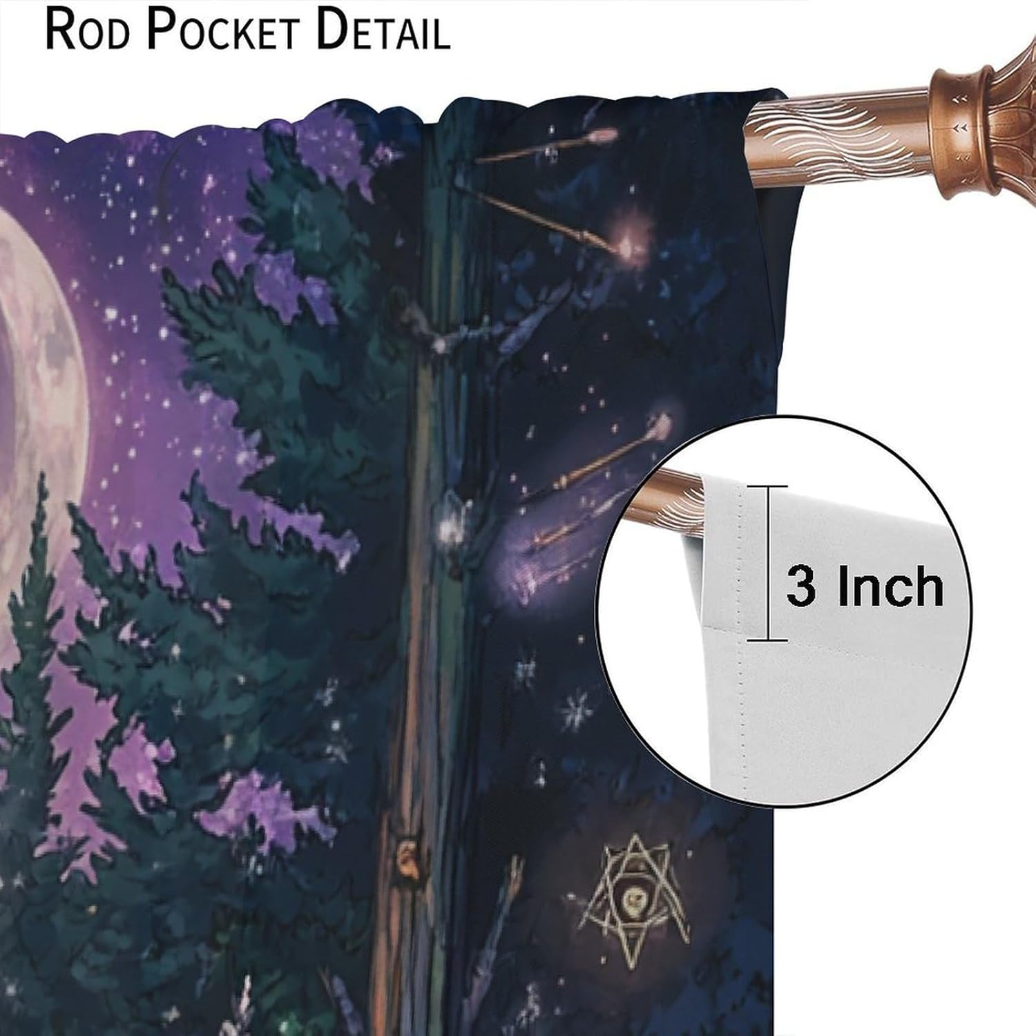 Fantasy Flower Forest Blackout Curtains for Bedroom/Living Room, Magic Potion Moon Curtains Rod Pocket Thermal Insulated Window Drapes, 21W x 45L, 2 Panels